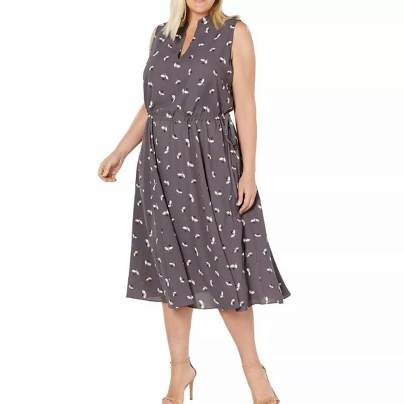 Anne Klein Dresses & Skirts - Anne Klein Gray Midi Dress with White Floral Print